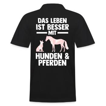 Hunde Pferdeliebhaber Hundeliebhaber Pferde - Männer Poloshirt - Schwarz - Hinten - Kai (181cm)