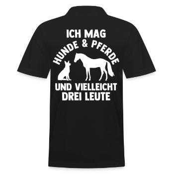 Hunde Pferdeliebhaber Hundeliebhaber Pferde - Männer Poloshirt - Schwarz - Hinten - Kai (181cm)