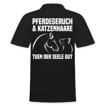 Pferde Pferdeliebhaber Katzenliebhaber Katzen - Männer Poloshirt - Schwarz - Hinten - Kai (181cm)