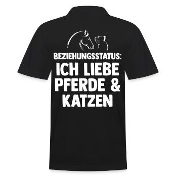 Katzen Pferdeliebhaber Katzenliebhaber Pferde - Männer Poloshirt - Schwarz - Hinten - Kai (181cm)