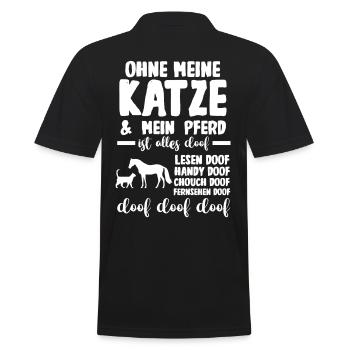Pferde Pferdeliebhaber Katzenliebhaber Katzen - Männer Poloshirt - Schwarz - Hinten - Kai (181cm)