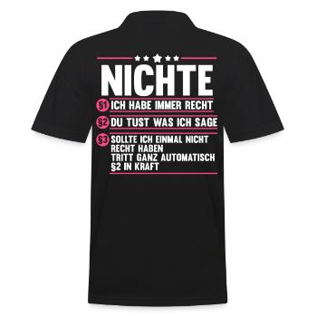 Nichte - Männer Poloshirt - Schwarz - Hinten - Kai (181cm)