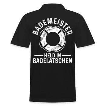 Rettungsschwimmer Bademeister - Männer Poloshirt - Schwarz - Hinten - Kai (181cm)