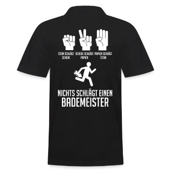 Rettungsschwimmer Bademeister - Männer Poloshirt - Schwarz - Hinten - Kai (181cm)