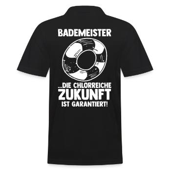 Rettungsschwimmer Bademeister - Männer Poloshirt - Schwarz - Hinten - Kai (181cm)
