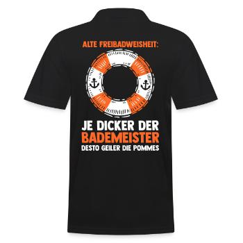 Rettungsschwimmer Bademeister - Männer Poloshirt - Schwarz - Hinten - Kai (181cm)