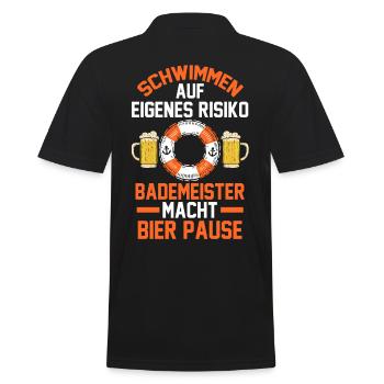 Rettungsschwimmer Bier Bademeister - Männer Poloshirt - Schwarz - Hinten - Kai (181cm)