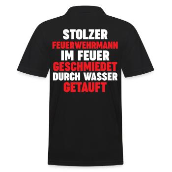 Feuerwehrmann Feuerwehr - Männer Poloshirt - Schwarz - Hinten - Kai (181cm)