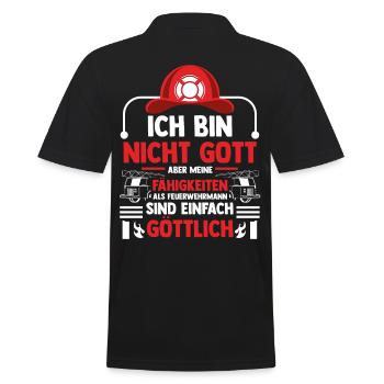 Feuerwehrmann Feuerwehr - Männer Poloshirt - Schwarz - Hinten - Kai (181cm)