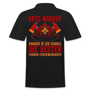 Feuerwehrmann Feuerwehr - Männer Poloshirt - Schwarz - Hinten - Kai (181cm)