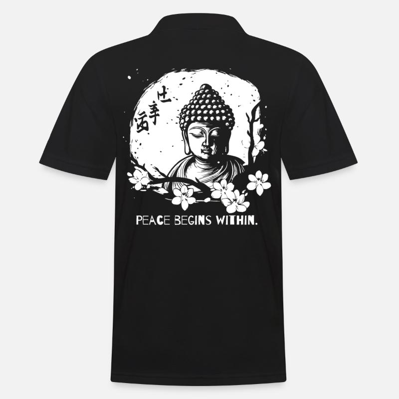 Peace begins within - Buddha - Men's Polo Shirt - black