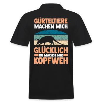 Gürteltier - Männer Poloshirt - Schwarz - Hinten - Kai (181cm)