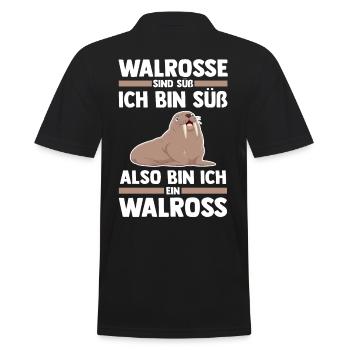 Walross - Männer Poloshirt - Schwarz - Hinten - Kai (181cm)