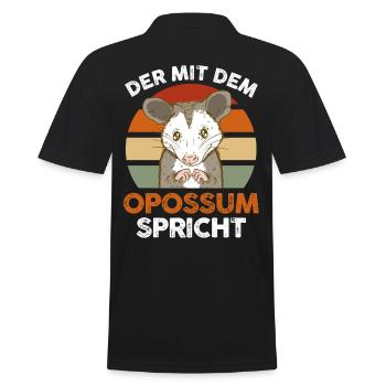 Opossum - Männer Poloshirt - Schwarz - Hinten - Kai (181cm)