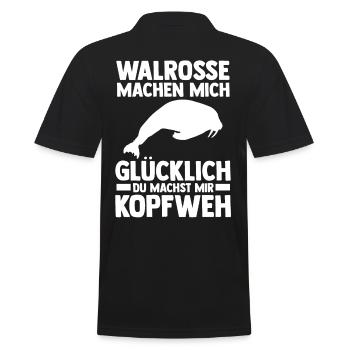Walross - Männer Poloshirt - Schwarz - Hinten - Kai (181cm)