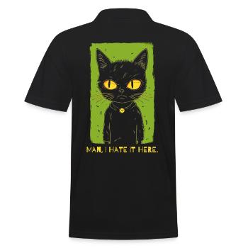 Je déteste ça ici - le chat de mauvaise humeur - Polo Homme - noir - Dos - Kai (181cm)