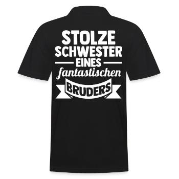 Familie Geschwister Bruder Schwester - Männer Poloshirt - Schwarz - Hinten - Kai (181cm)