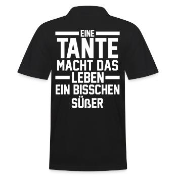 Patentante Tante - Männer Poloshirt - Schwarz - Hinten - Kai (181cm)
