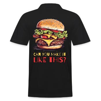 Können Sie das wie diesen Cheeseburger machen - Männer Poloshirt - Schwarz - Hinten - Kai (181cm)