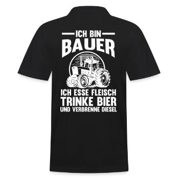 Landwirtschaft Landwirt Traktor Bauernhof Bier Bau - Männer Poloshirt - Schwarz - Hinten - Kai (181cm)