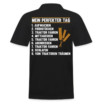 Landwirtschaft Bauer Landwirt - Männer Poloshirt - Schwarz - Hinten - Kai (181cm)
