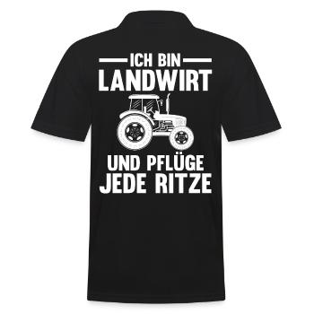 Landwirtschaft Bauer Landwirt - Männer Poloshirt - Schwarz - Hinten - Kai (181cm)