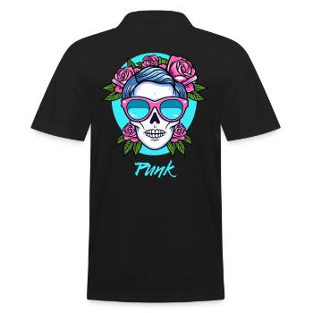 Punk skull and roses - Men's Polo Shirt - black - Back - Kai (181cm)