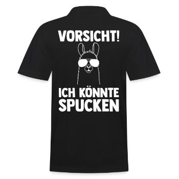 Lama - Männer Poloshirt - Schwarz - Hinten - Kai (181cm)