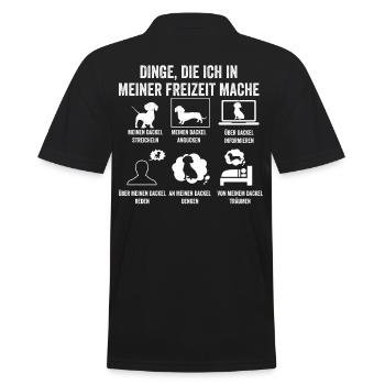 Hund Dackel - Männer Poloshirt - Schwarz - Hinten - Kai (181cm)