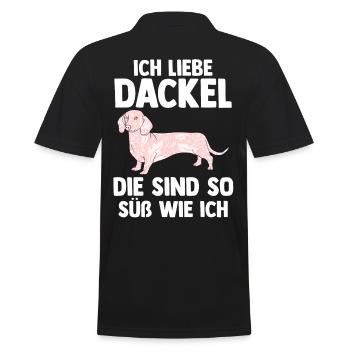 Hund Dackel - Männer Poloshirt - Schwarz - Hinten - Kai (181cm)