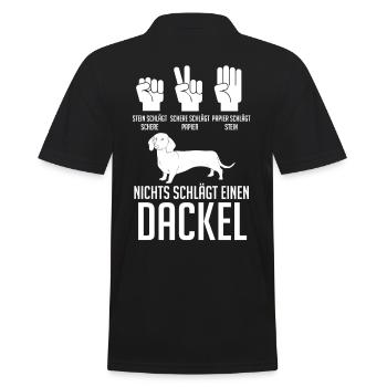 Hund Dackel - Männer Poloshirt - Schwarz - Hinten - Kai (181cm)
