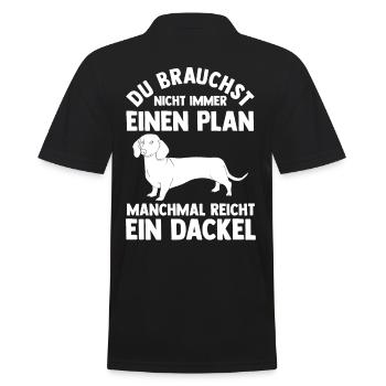 Hund Dackel - Männer Poloshirt - Schwarz - Hinten - Kai (181cm)