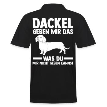 Hund Dackel - Männer Poloshirt - Schwarz - Hinten - Kai (181cm)