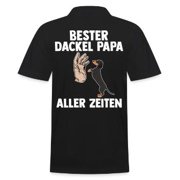 Hund Vater Papa Dackel - Männer Poloshirt - Schwarz - Hinten - Kai (181cm)