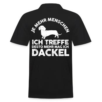 Hund Dackel - Männer Poloshirt - Schwarz - Hinten - Kai (181cm)