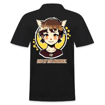Lebe im Moment, Katzen-mädchen - Männer Poloshirt - Schwarz - Hinten - Kai (181cm)