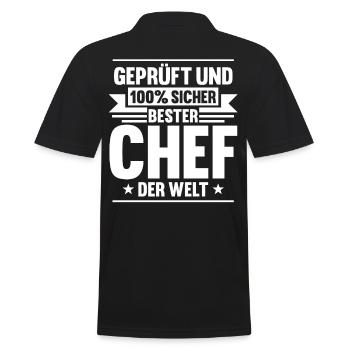 Arbeit Kollegen Büro Teamleiter Führungskraft Chef - Männer Poloshirt - Schwarz - Hinten - Kai (181cm)