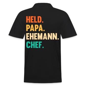 Arbeit Kollegen Vater Papa Teamleiter Führungskraf - Männer Poloshirt - Schwarz - Hinten - Kai (181cm)