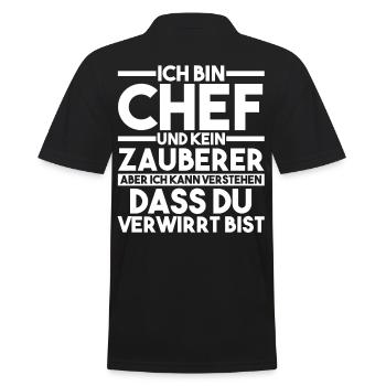 Arbeit Kollegen Büro Teamleiter Führungskraft Chef - Männer Poloshirt - Schwarz - Hinten - Kai (181cm)