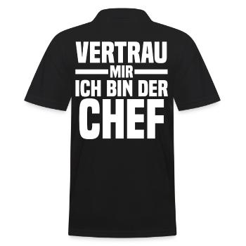 Arbeit Kollegen Büro Teamleiter Führungskraft Chef - Männer Poloshirt - Schwarz - Hinten - Kai (181cm)
