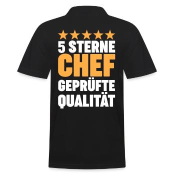 Arbeit Kollegen Büro Teamleiter Führungskraft Chef - Männer Poloshirt - Schwarz - Hinten - Kai (181cm)