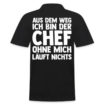 Arbeit Kollegen Büro Teamleiter Führungskraft Chef - Männer Poloshirt - Schwarz - Hinten - Kai (181cm)