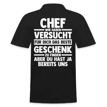 Arbeit Kollegen Büro Teamleiter Führungskraft Chef - Männer Poloshirt - Schwarz - Hinten - Kai (181cm)