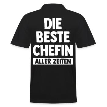 Arbeit Kollegen Büro Teamleiter Führungskraft Chef - Männer Poloshirt - Schwarz - Hinten - Kai (181cm)
