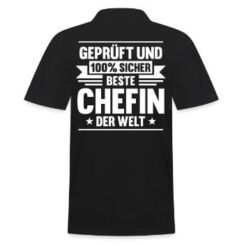 Arbeit Kollegen Büro Teamleiter Führungskraft Chef - Männer Poloshirt - Schwarz - Hinten - Kai (181cm)