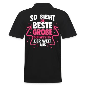 Geschwister Schwestern Schwester - Männer Poloshirt - Schwarz - Hinten - Kai (181cm)