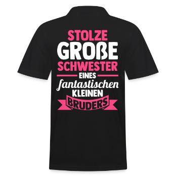 Geschwister Schwestern Bruder Schwester - Männer Poloshirt - Schwarz - Hinten - Kai (181cm)