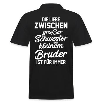 Geschwister Bruder Schwestern Schwester - Männer Poloshirt - Schwarz - Hinten - Kai (181cm)