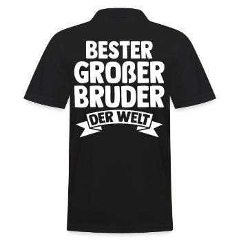 Geschwister Brüder Bruder - Männer Poloshirt - Schwarz - Hinten - Kai (181cm)