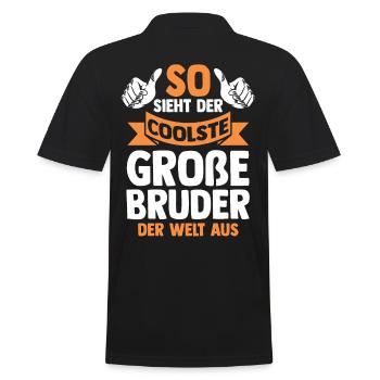Geschwister Brüder Bruder - Männer Poloshirt - Schwarz - Hinten - Kai (181cm)